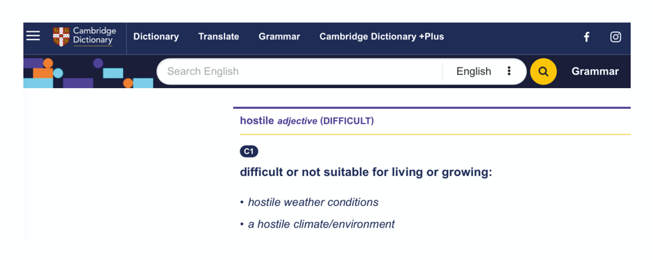 Screengrab form the Cambridge English Dictionary (2020).